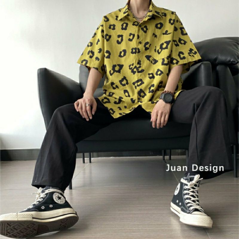 Áo Sơ Mi Tay Ngắn Unisex Cổ Bẻ Phong Cách Hàn Quốc Freesize