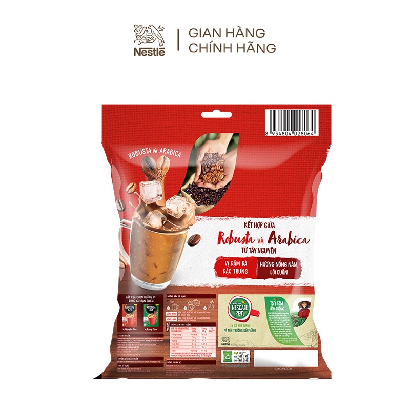 Combo 2 bịch cà phê hòa tan Nescafé 3in1 vị nguyên bản - công thức cải tiến (Bịch 46 gói x 17g)