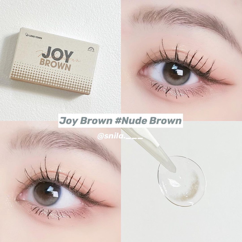 Lens Vân Nước JOY NUDE BROWN Áp Tròng Tự Nhiên Nội Địa Hàn LENSTOWN HSD 1 Tháng Ẩm Cao Phù Hợp Mắt Nhạy Cảm