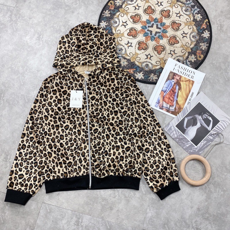 Áo Khoác Mũ Da Báo