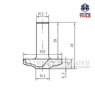 Mũi Router Đánh Pano Tủ Tideway 40 mm Cốt 12.7 mm