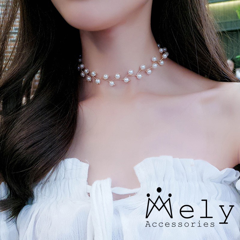 VÒNG CỔ CHOKER HẠT NGỌC (ĐEN,TRẮNG) #8