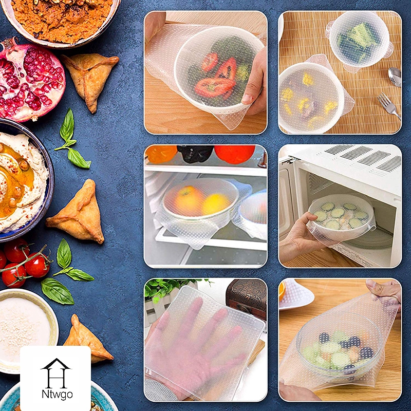 Màng silicon không chứa BPA đậy bảo quản thực phẩm giữ tươi dùng được trong lò vi sóng và tủ đông