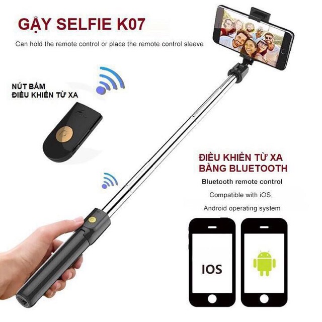 Gậy Tự Sướng Bluetooth K07 Có Chân Đỡ Điện Thoại