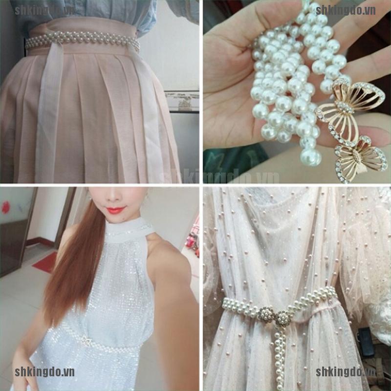 Thắt Lưng Đính Ngọc Trai Nhân Tạo Phong Cách Thanh Lịch Cho Phụ Nữ
