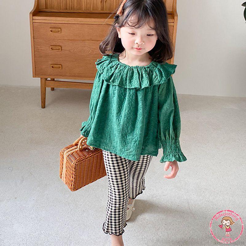 Quần Ống Loe Phối Ren Phong Cách Hàn Quốc Dành Cho Bé Gái