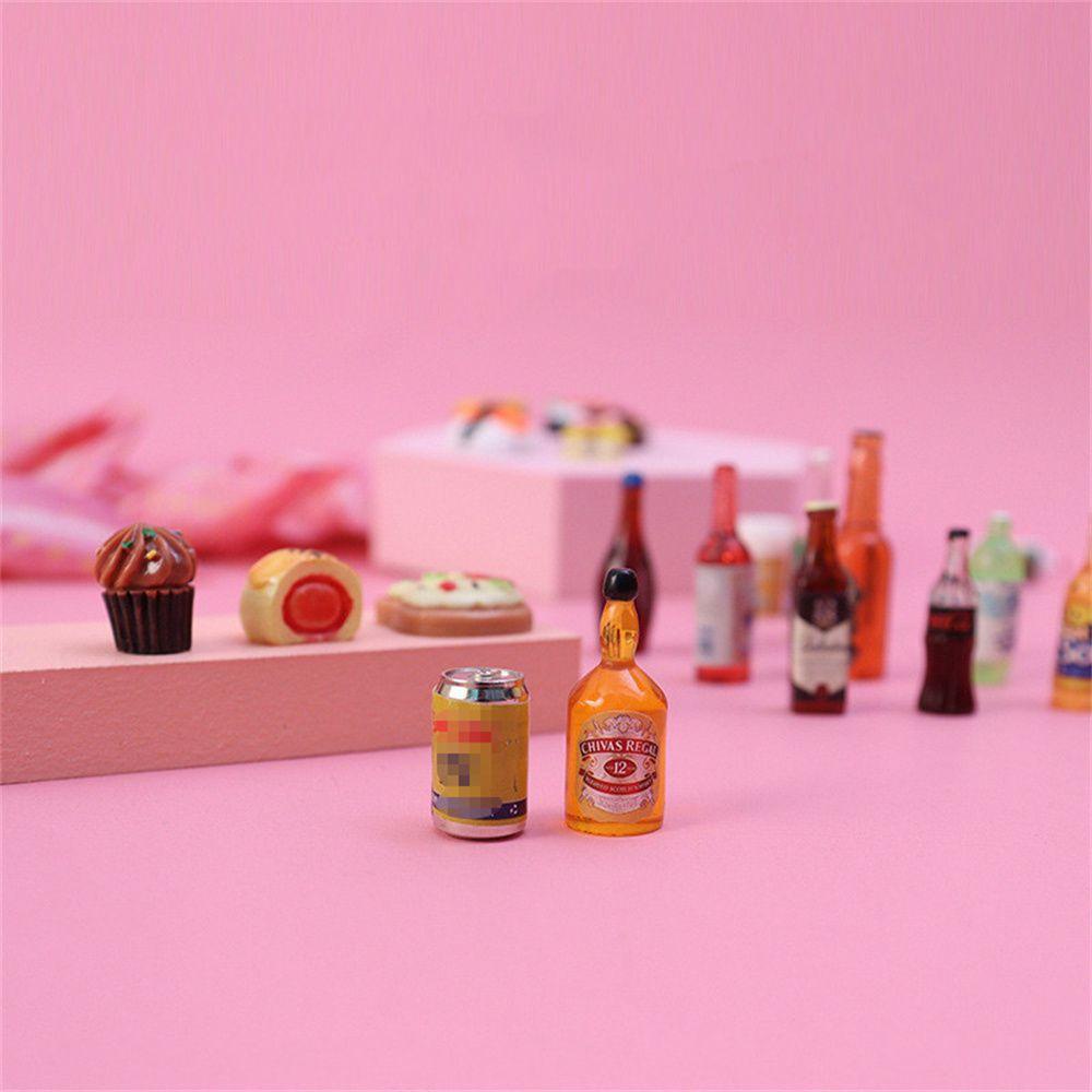 Set 10 Mô Hình Chai Nước Tráng Miệng Mini Bằng Nhựa Resin Trang Trí Nhà Búp Bê