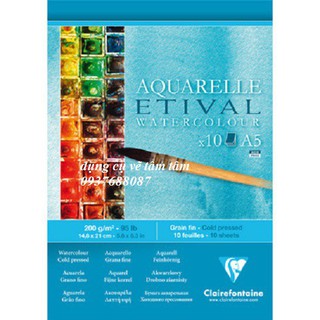 [Giá Tốt] Sổ vẽ màu nước Clairefontaine Aquarelle Etival watercolor coldpress 200gsm 10 sheets