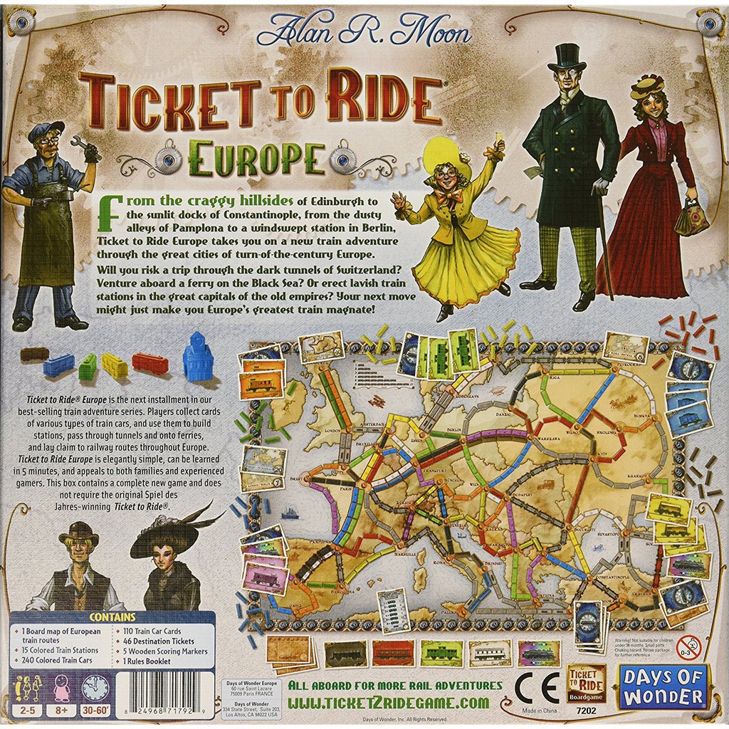 Board Game Ticket To Ride Europe Tiếng Anh Cho Nhóm 2-5 Người Chơi Hấp Dẫn