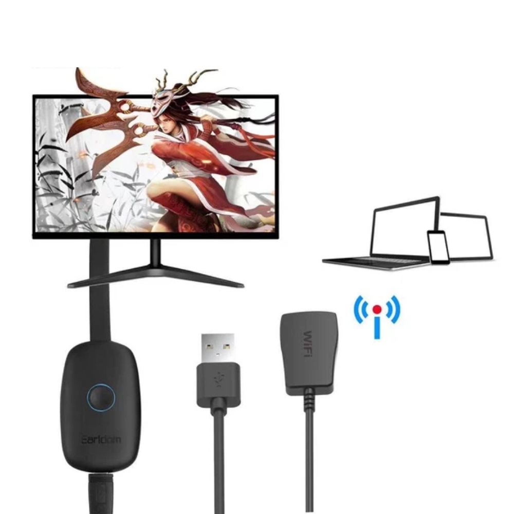 Bộ HDMI Không Dây Earldom W3+ Hỗ Trợ Kết Nối Điện Thoại Với TV, Máy Chiếu 4K- Hàng Chính Hãng Bảo Hành 1 Năm