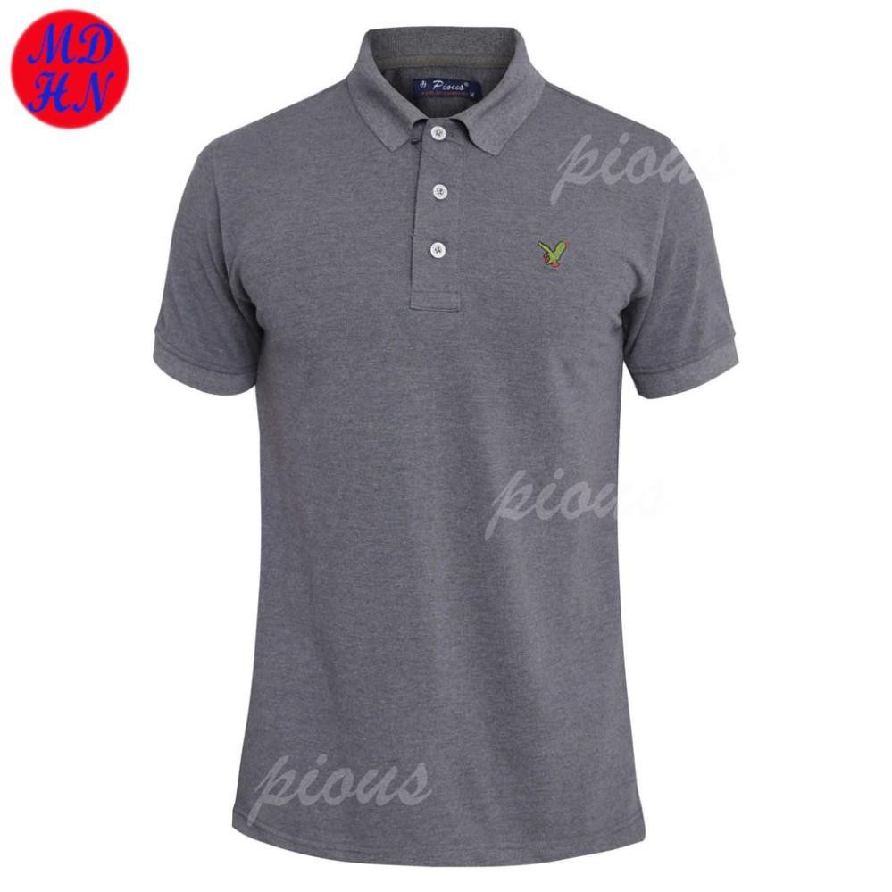 Áo thun nam cá sấu cotton cao cấp trơn ngắn tay pious (màu xám đậm)