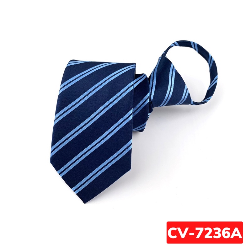 Calavat Nam 7cm thắt sẵn khóa kéo màu xanh đậm, Cavat công sở, Cà vạt chú rể, Cravat dự tiệc CV-7236