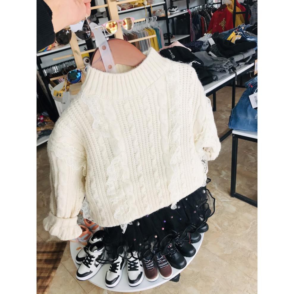 Áo len thừng màu kem  sữa phong cách hàn quốc dành cho bé gái