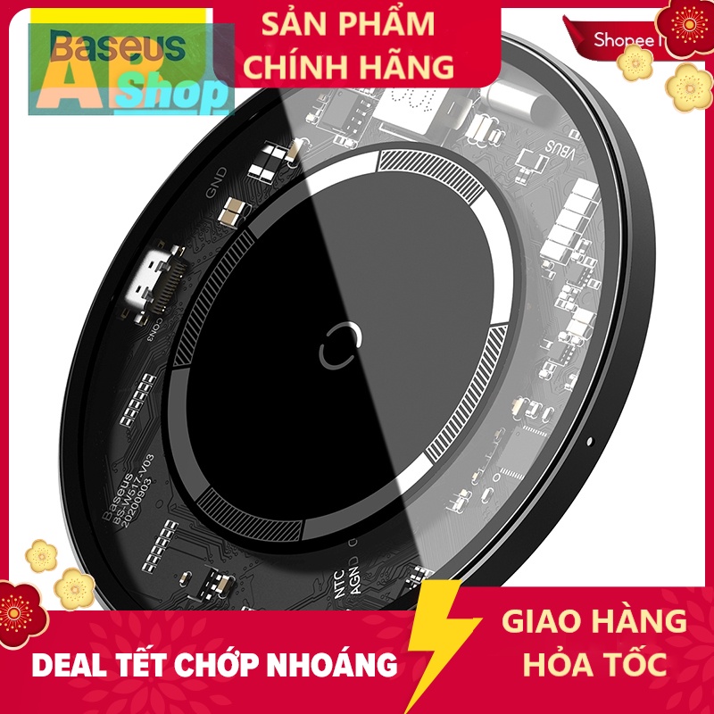 Đế Sạc Nhanh Từ Tính Không Dây Baseus 15W cho IP 12 13 samsung xiaomi huawei - ABSHOP365
