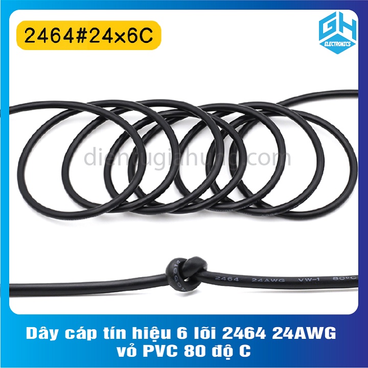 Dây cáp tín hiệu 6 lõi 2464 24AWG 0.2mm2 vỏ PVC 80 độ C