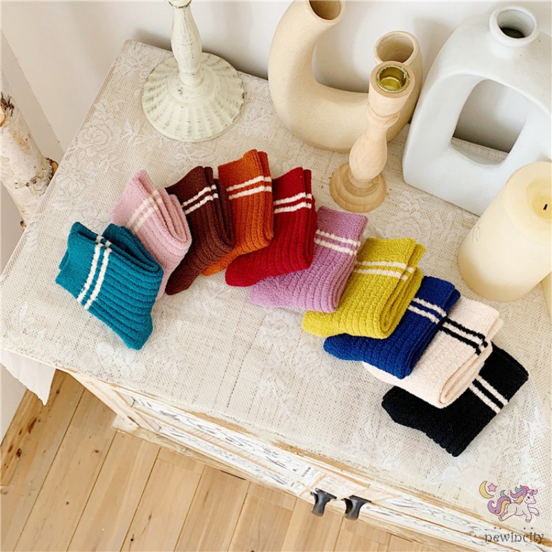 Vớ Dày Giữ Ấm Phong Cách Retro Hàn Quốc Cho Bé Gái