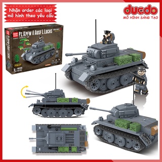 Lắp ghép Siêu tank Pz.Kpfw.II Ausf. L Luchs của Đức quốc xã - Đồ chơi Xếp hình Mô hình WW2 QuanGuan 100100