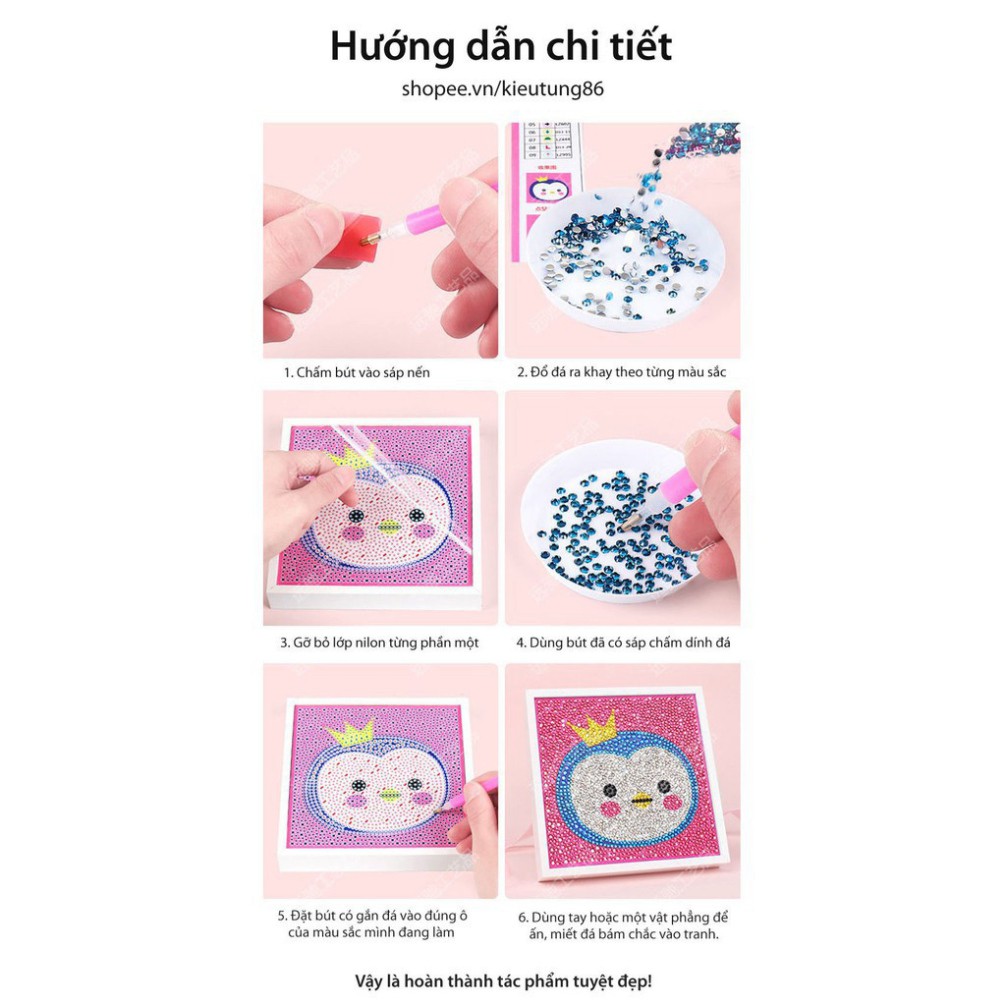 Tranh đá tự đính tự làm 30x40cm giá rẻ in theo yêu cầu, tranh đính đá phong cảnh Anime 5D (Núi Bên Trăng)