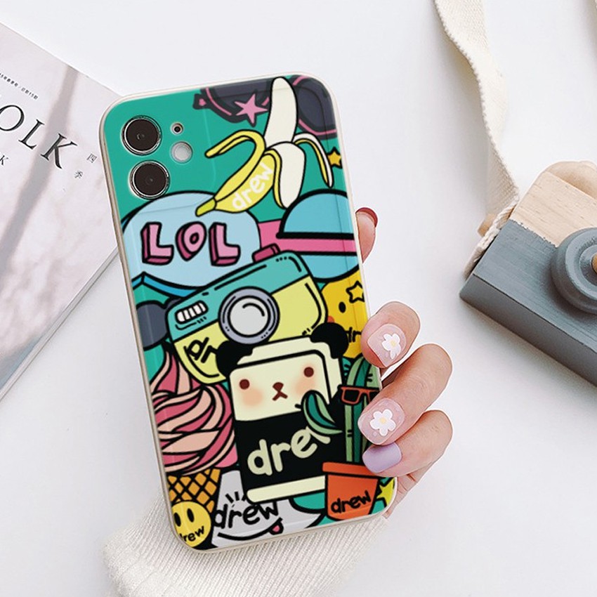 Ốp Lưng Iphone Viền Vuông D.rew Shark,Ôp Bảo Vệ Cam iPh6/6plus/6s/6splus/7/7plus/8/8plus/x/xr/xs/11/12/pro/max/promax