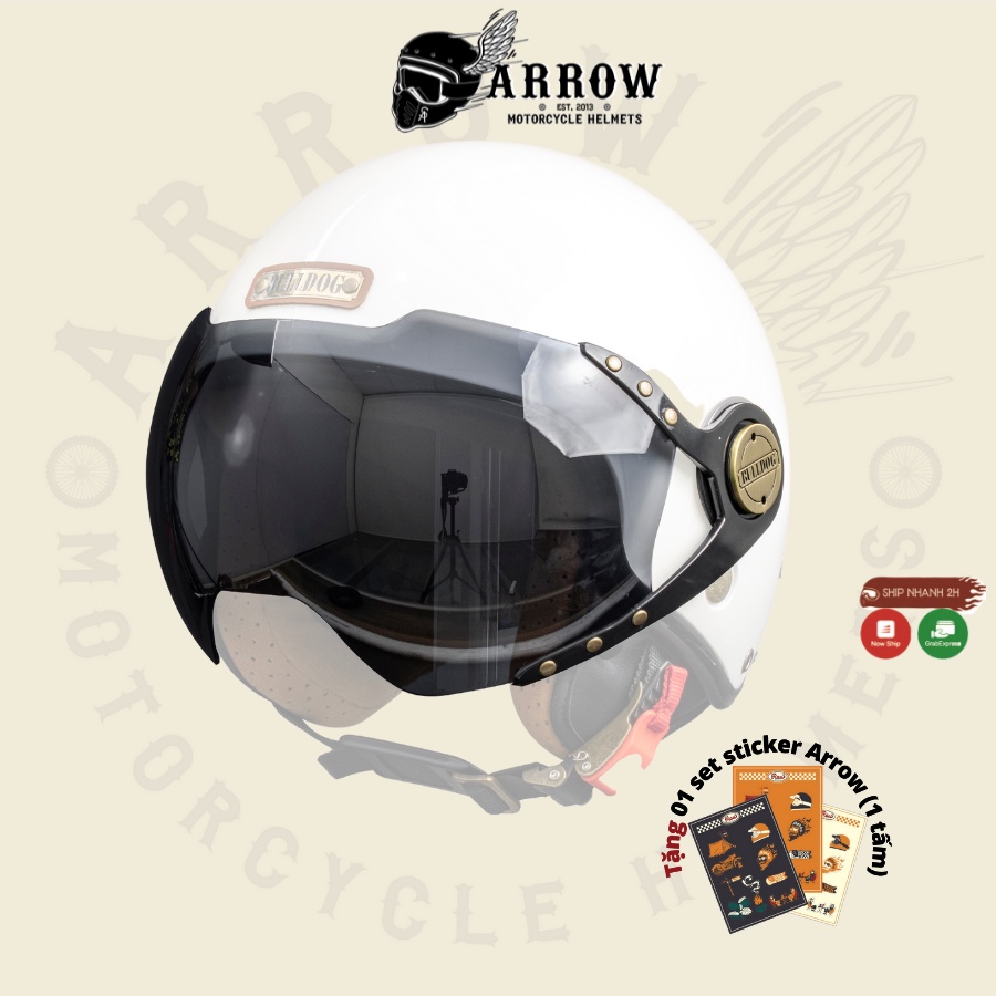 Kính mũ bảo hiểm 3/4 Bulldog Pom chất lượng cao đi phượt Arrow