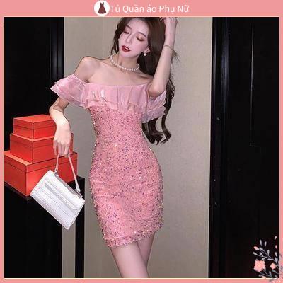 Đầm Chiffon Trễ Vai Phối Kim Sa Lấp Lánh Thời Trang Mùa Hè 2022 Cho Nữ