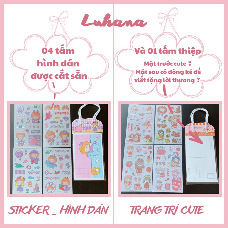 stiker, hình dán trang trí sổ điện thoại cute đáng yêu