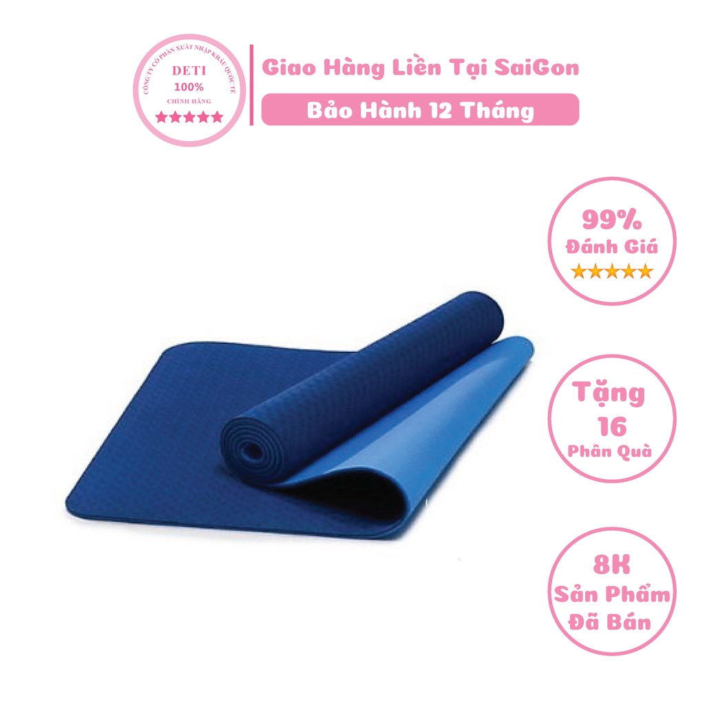 Thảm tập yoga, thảm tập gym tại nhà Eco Friendly chống trượt TPE định tuyến 2 lớp dày 6mm, 8mm T2L - DETI