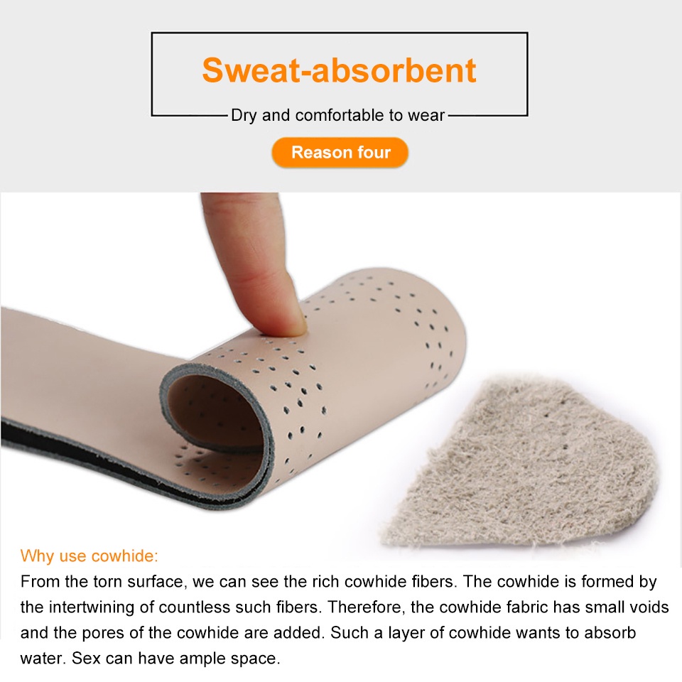 Miếng Lót Giày Da Bò Hai Mặt Thấm Hút Mồ Hôi Thoáng Khí Tăng Chiều Cao Chống Trượt Thoáng Khí