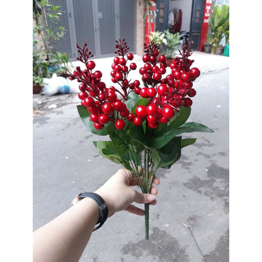 Cành Cherry 7 nhánh trang trang trí siêu đẹp