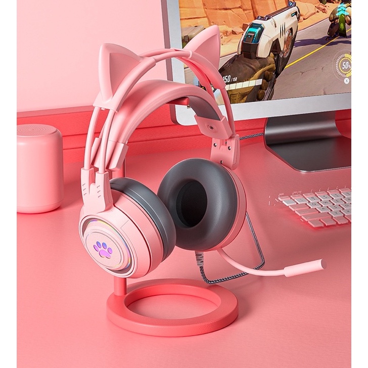 Tai Nghe Gaming Chụp Tai Có Led RGB G25 Thiết Kế Tai Mèo/Có Mic Đam Thoại -Chống ồn Cao Cấp