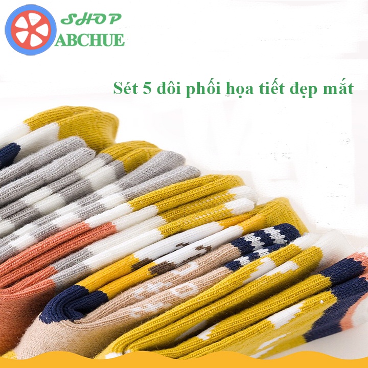 Tất Vớ Trẻ Em Minliu họa tiết đáng yêu Cho Bé Từ 1 – 12 Tuổi Chất Cotton Set 5 Đôi