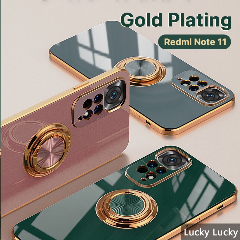 ốp lưng Redmi Note 11 11S Pro 4G 5G Giá đỡ vòng từ tính Chân đế Silicone mềm Bảo vệ toàn diện Máy ảnh Dây buộc Miễn phí Chống va đập