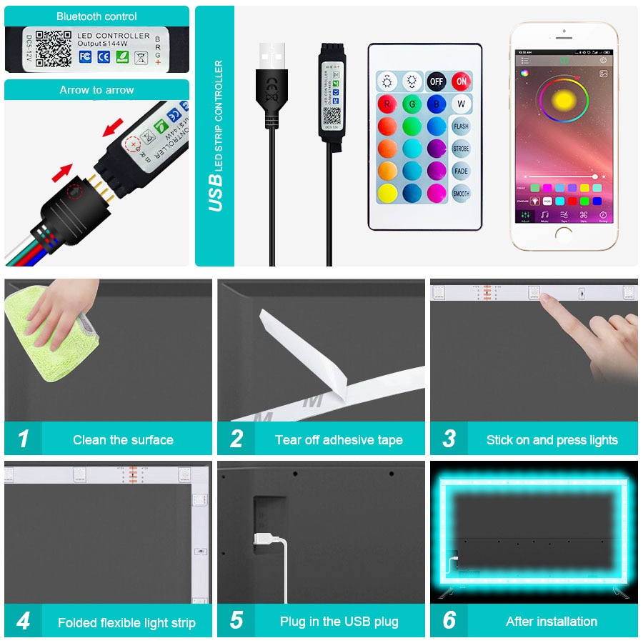 Dải Đèn LED  Đèn Led Tiktok  5050RGB Mix DIY Trên 50 Màu Trang Trí Phòng Ngủ Nháy Theo Nhạc Sử Dụng App