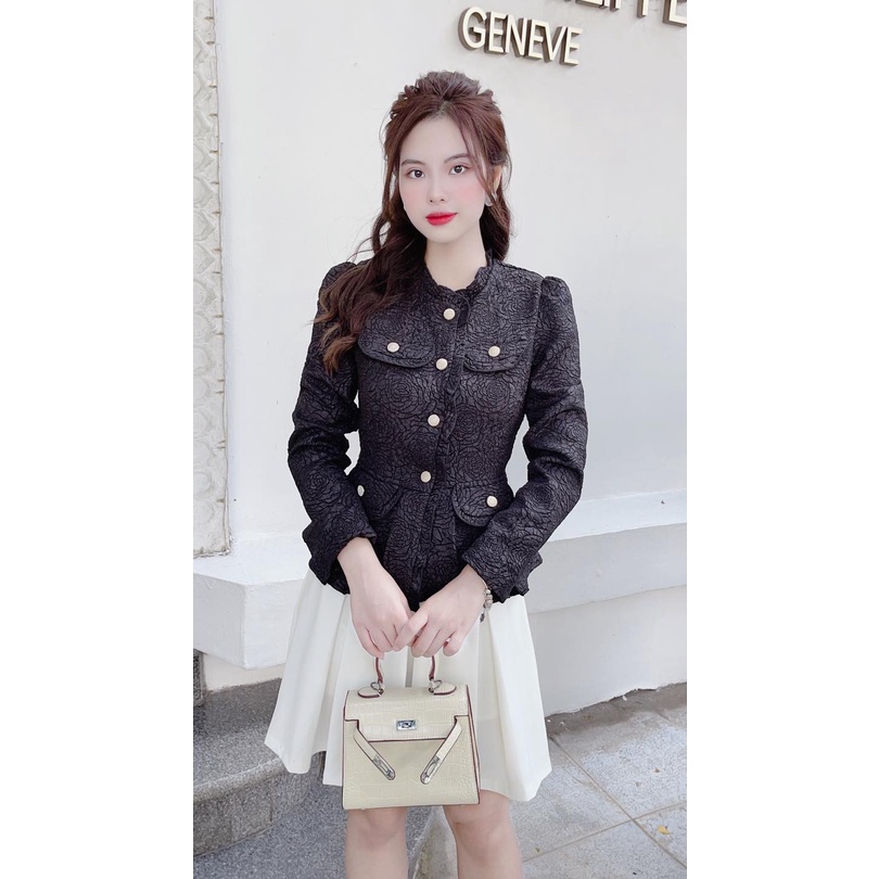 Áo xốp đen khuy ngực A2208  - DOLCE VIVA COLLECTION