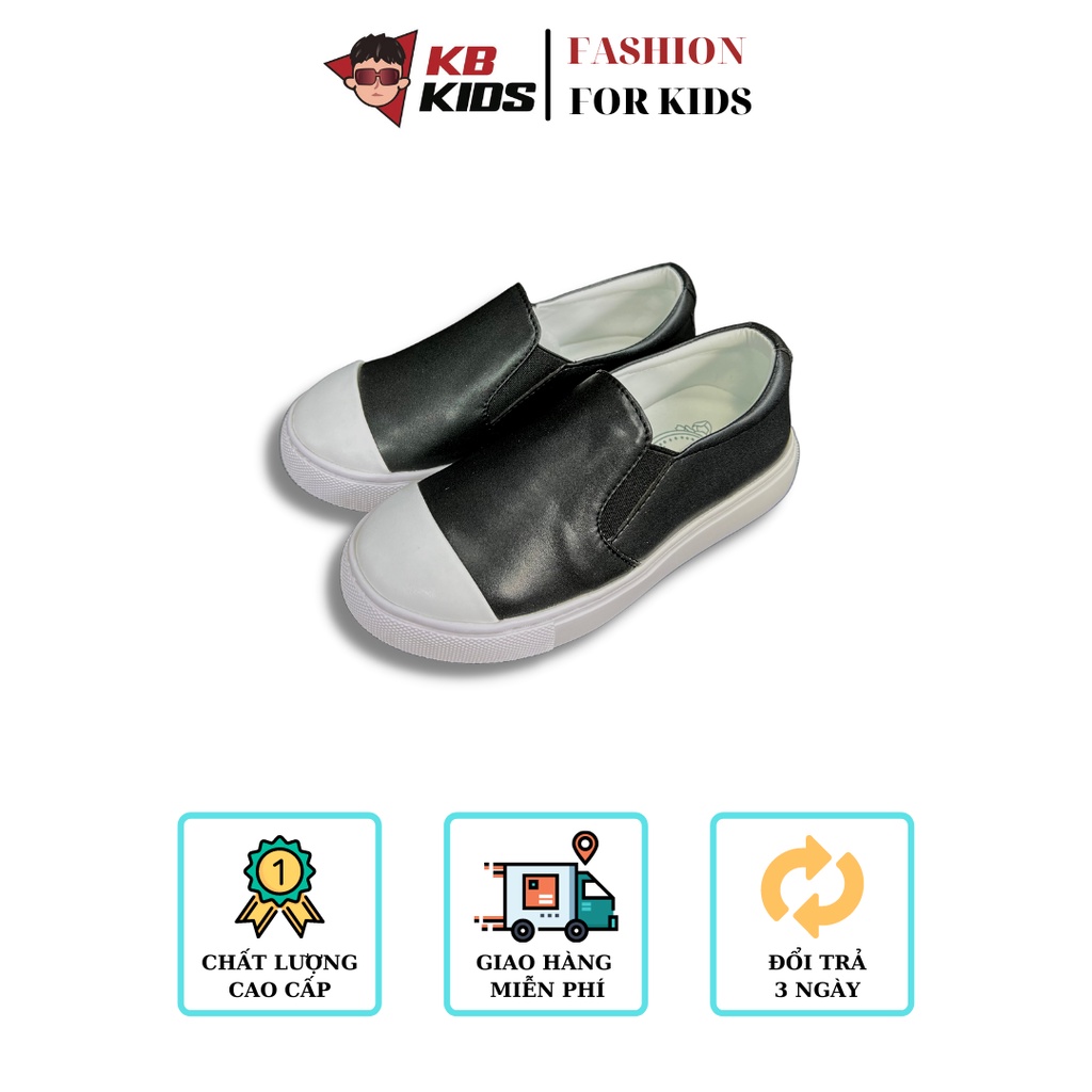 Giày Slipon Rick Owens Cho Bé Trai Đen Mũi Trắng Cao Cấp Phong Cách Hàn Quốc Cực Êm