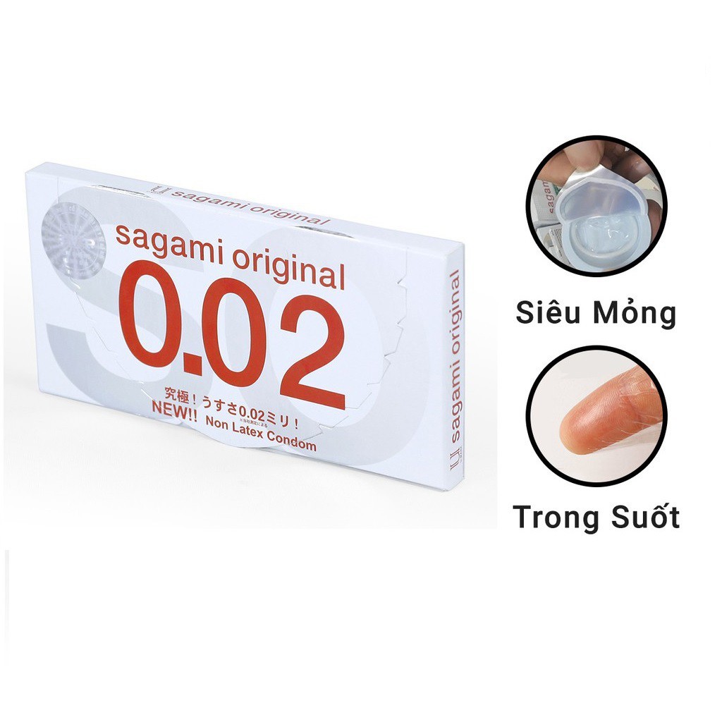 Bao Cao Su SAGAMI ORIGINAL 0.02 Cao Cấp SIÊU MỎNG Hộp 2c