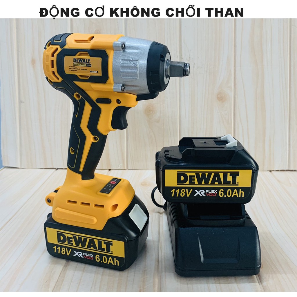 Máy siết bulong dùng pin không chổi than 118V Dewalt - Tặng kèm 05 đầu khẩu cao cấp + 01 đầu chuyển bắt vít