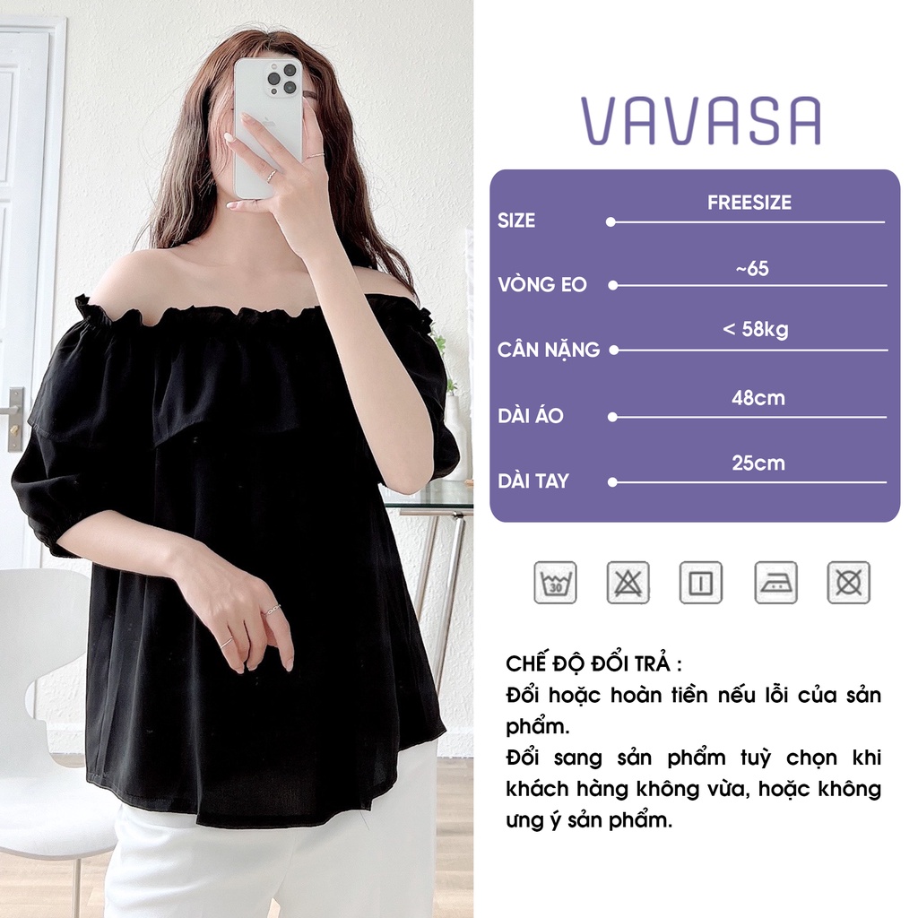 Áo trễ vai tay bồng cánh tiên tay bèo tay lửng áo kiểu nữ tay phồng cá tính VAVASA SM15