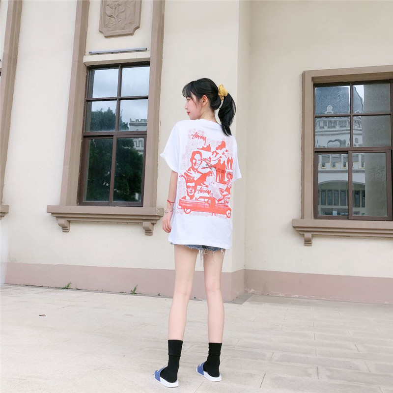 Áo Thun Tay Ngắn Vải Cotton In Chữ Stussy Thời Trang Cho Các Cặp Đôi