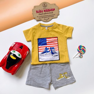 BỘ BÉ TRAI NGẮN TAY HÌNH ĐÔI GIÀY HIỆU OSAKID SIZE 8-30KG