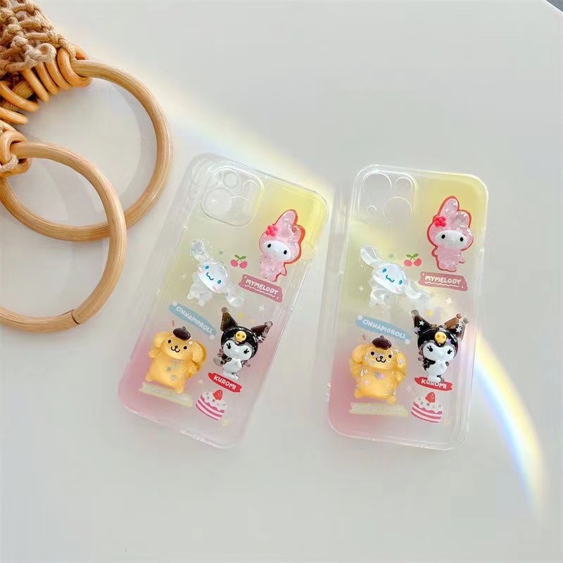 Ốp Điện Thoại Họa Tiết Sanrio 3D Đính Kim Tuyến Lấp Lánh Cho iPhone 13 11 12 Pro XS Max XR X 7 8 Plus SE 2022