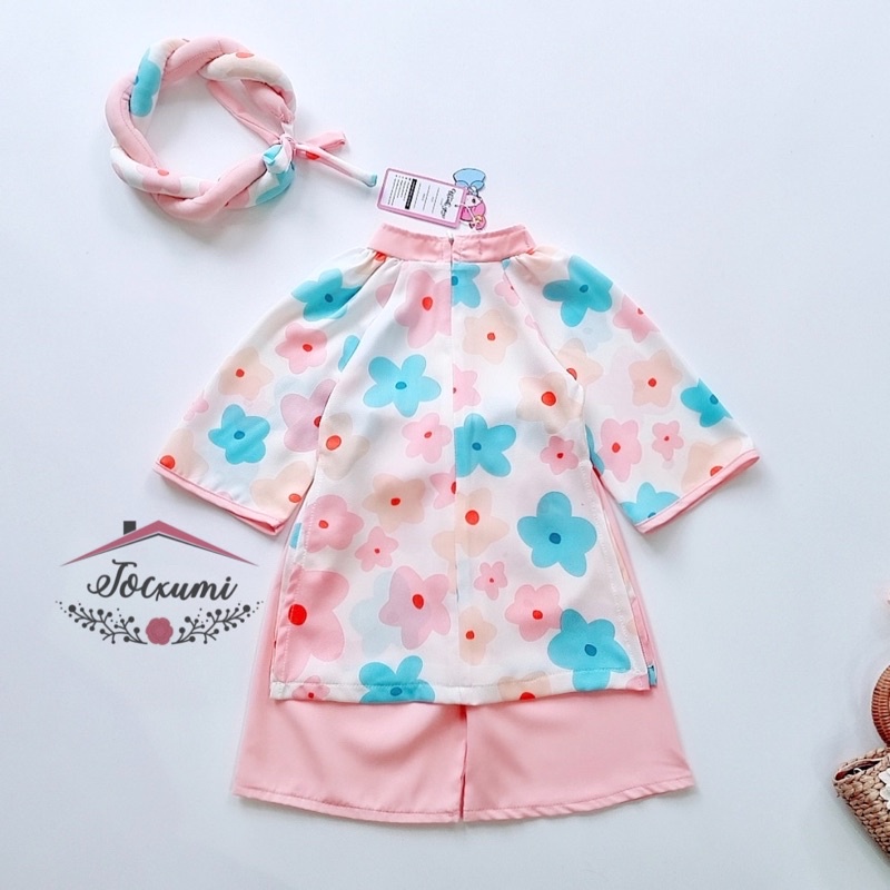 Set áo dài cách tân hoa đào ngọt ngào siêu iu mát mịn - Tocxumi