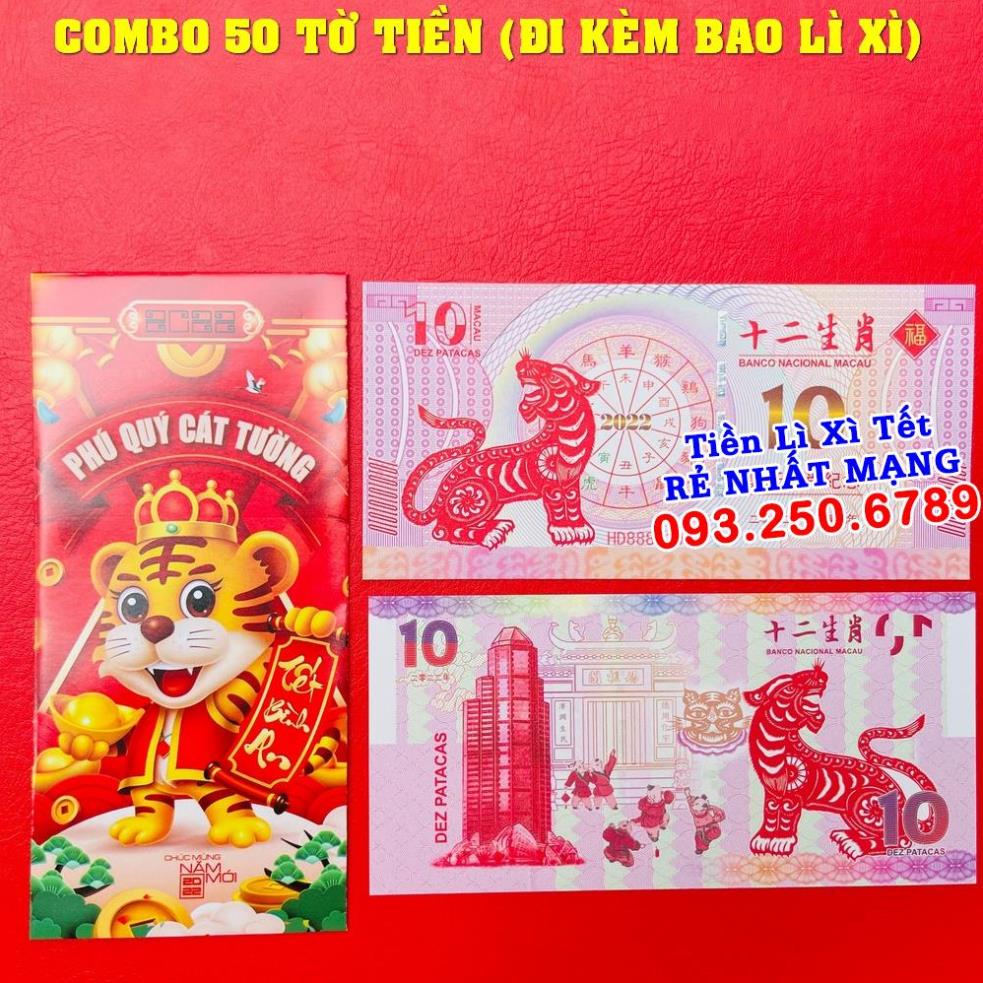 ⭐ FREE SHIP⭐ (combo 50) Tiền Con Hổ Macao 10 Patacas may mắn lì xì tết 2022, Quà Tết 2022