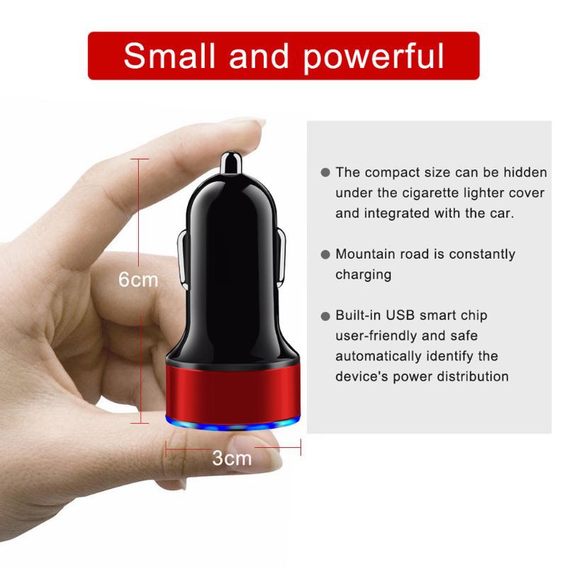 lucky* Dual USB Car Charger Aluminum Quick Charge QC3.0 Charging Adapter Mobile Phone Power Adapter for iPhone Smart Cellphones