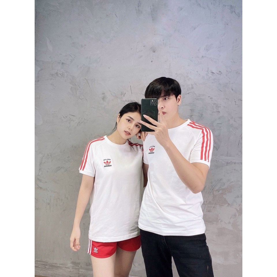 ÁO PHÔNG ADS TRẮNG SỌC ĐỎ NAM NỮ