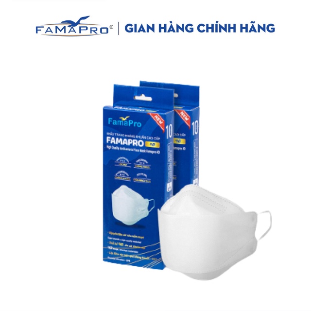 [4D MASK(KF94) COMBO 2 HỘP 10 CÁI] Khẩu trang y tế cao cấp kháng khuẩn 3 lớp Famapro 4D