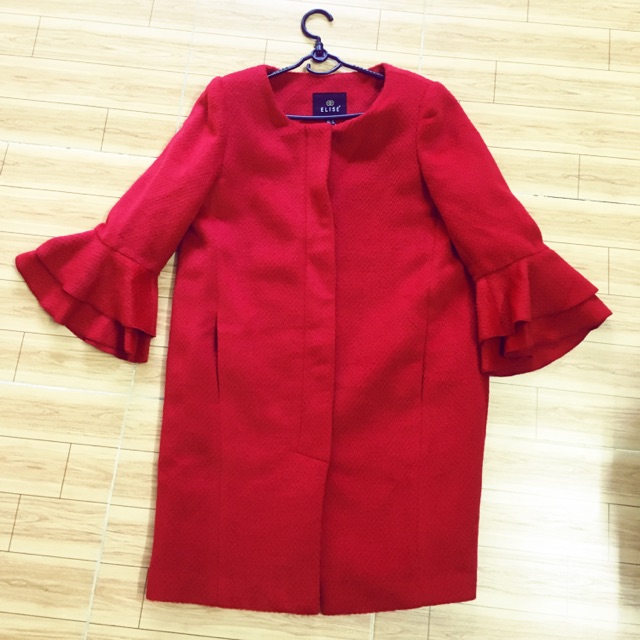 Áo khoác dạ Elise màu đỏ - thanh lý hàng còn nguyên tag