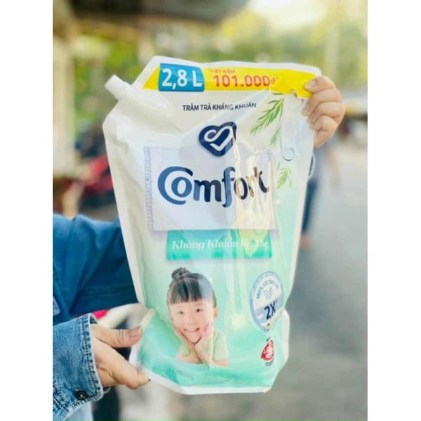 Nước xả vải Comfort 2.8L Tràm Trà Kháng Khuẩn Dịu Nhẹ Gói to khủng lồ