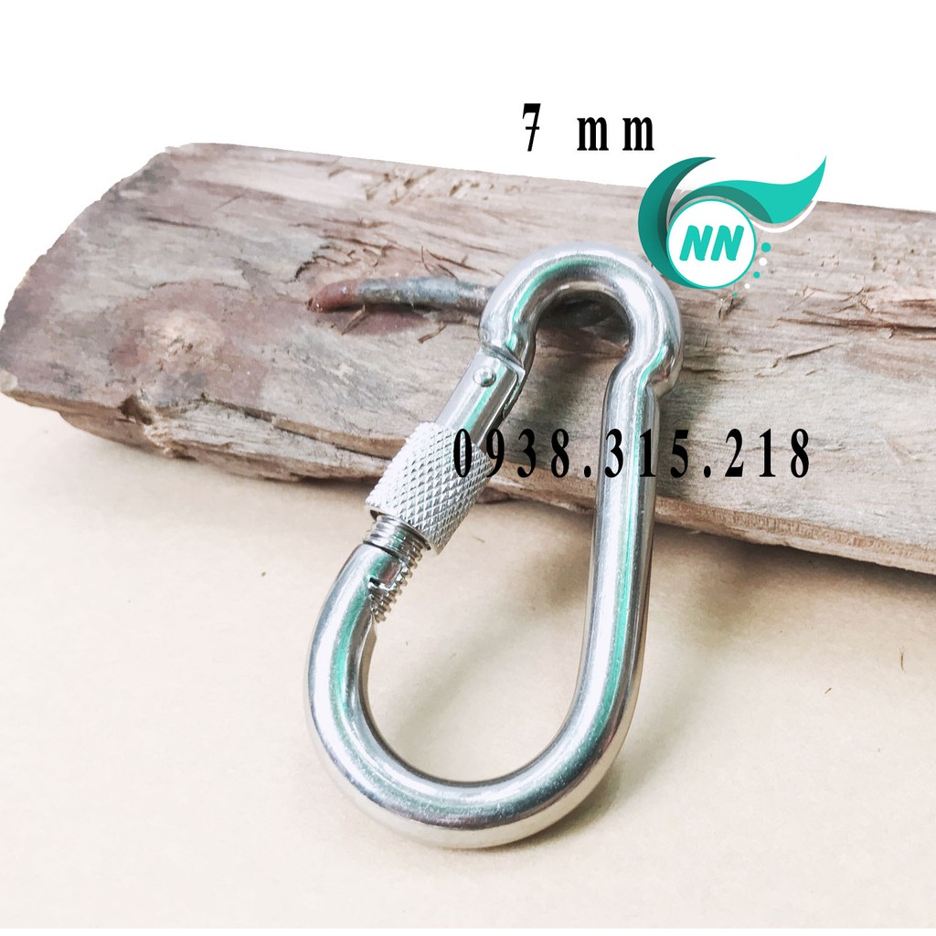 Móc Khóa Leo Núi , Dã Ngoại , Treo Võng Inox 304 Nguyên bản Chịu Lực 350kg loại Tốt loại 10mm và  7mm
