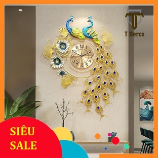 Đồ trang trí đồng hồ treo tường, đồng hồ trang trí decor chim công mã 2921